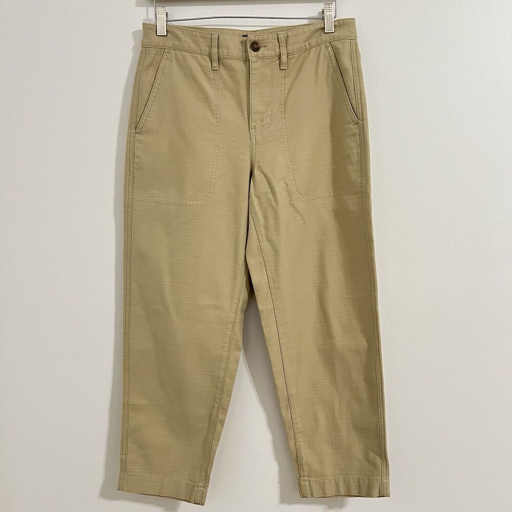 J. Crew Utility Cropped Pants Women Size 6P‎ Tan Khaki Front Pockets Teacher